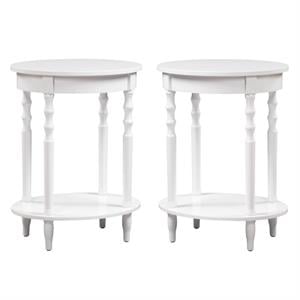 Home Square Accents Brandi Oval End Table in White - Set of 2