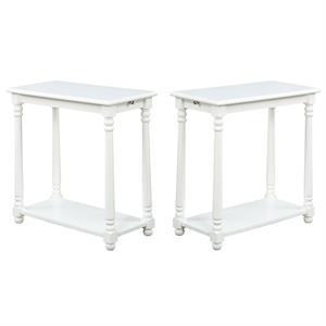 Home Square Regent End Table in White Wood Finish - Set of 2