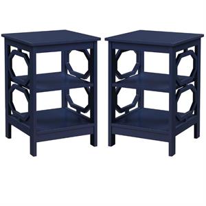 Home Square Omega End Table in Cobalt Blue Wood Finish - Set of 2