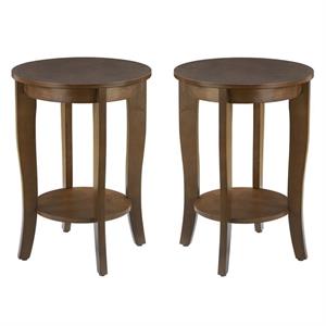 Home Square Round End Table in Espresso Wood Finish - Set of 2