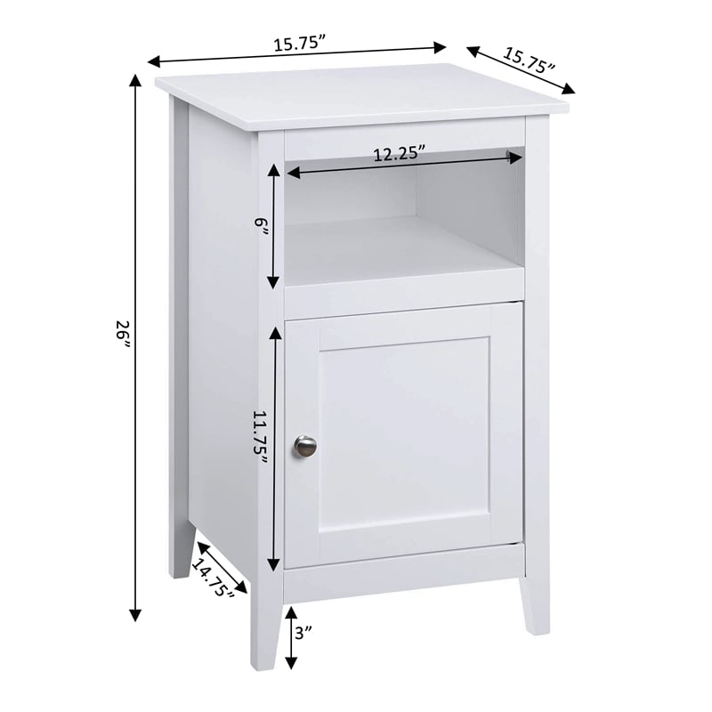 Home Square Storage Cabinet End Table with Shelf in White - Set of 2