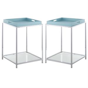 Home Square End Table in Clear and Chrome Metal Frame - Set of 2