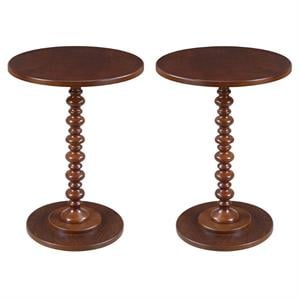 Home Square Palm Beach Spindle Table in Mahogany Wood Finish - Set of 2