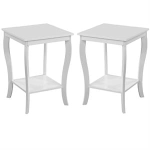 Home Square Furniture Square End Table in White Wood Finish - Set of 2