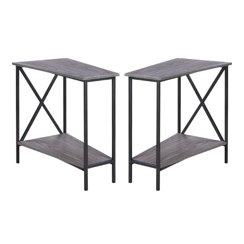 Home Square End Table in Weathered Gray and Black - Set of 2