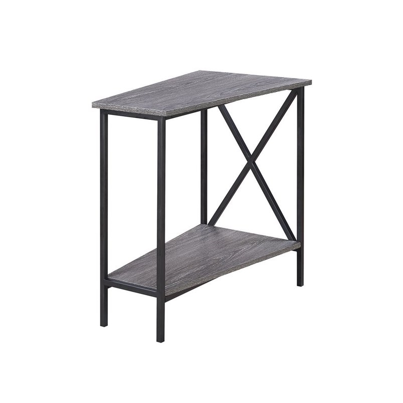Home Square End Table in Weathered Gray and Black - Set of 2