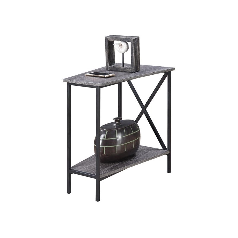 Home Square End Table in Weathered Gray and Black - Set of 2