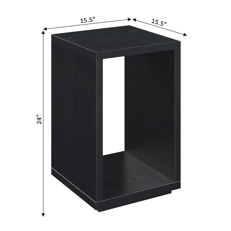Home Square Northfield Admiral End Table with Shelf in Black Wood - Set of 2