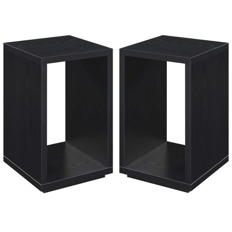 Home Square Northfield Admiral End Table with Shelf in Black Wood - Set of 2