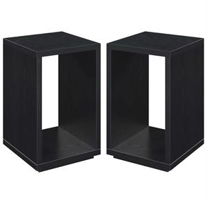 Home Square Northfield Admiral End Table with Shelf in Black Wood - Set of 2