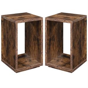 Home Square Northfield Admiral End Table with Shelf in Nutmeg Wood - Set of 2