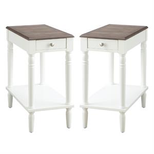 Home Square 1-Drawer End Table in Driftwood and White Wood Finish - Set of 2