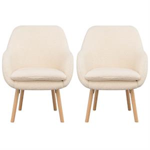Home Square Charlotte Sherpa Furniture Accent Chair in Off White - Set of 2