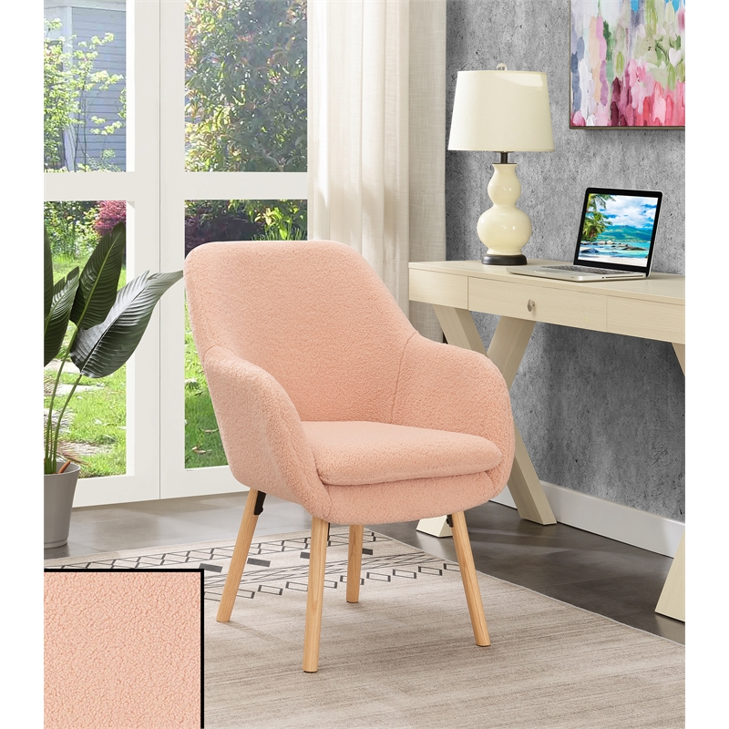 Home Square Charlotte Sherpa Furniture Accent Chair in Peach Cream - Set of 2