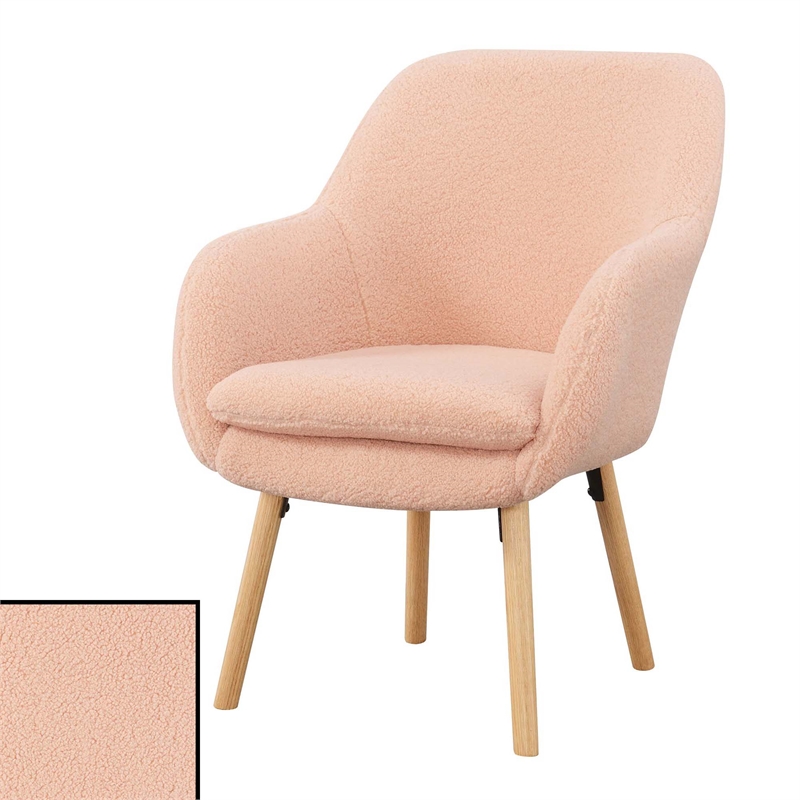 Home Square Charlotte Sherpa Furniture Accent Chair in Peach Cream - Set of 2