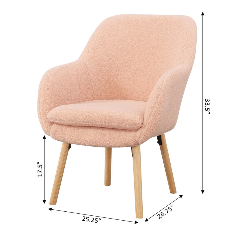 Home Square Charlotte Sherpa Furniture Accent Chair in Peach Cream - Set of 2