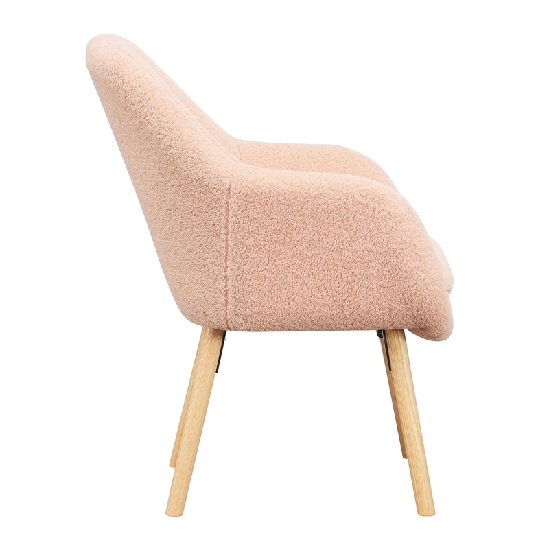 Home Square Charlotte Sherpa Furniture Accent Chair in Peach Cream - Set of 2