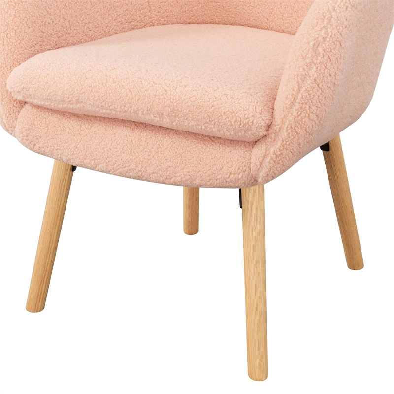 Home Square Charlotte Sherpa Furniture Accent Chair in Peach Cream - Set of 2