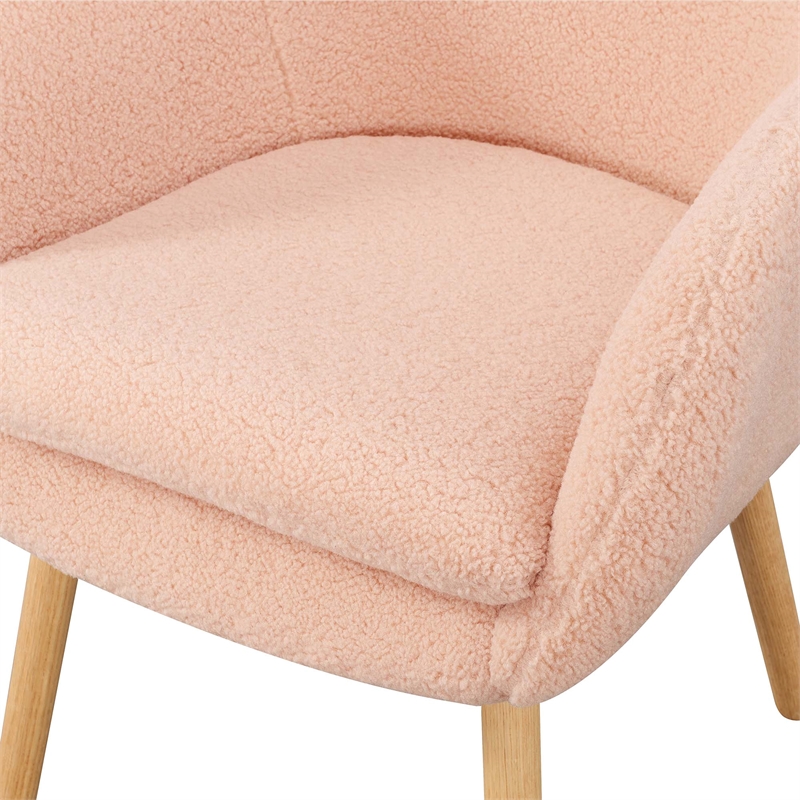 Home Square Charlotte Sherpa Furniture Accent Chair in Peach Cream - Set of 2