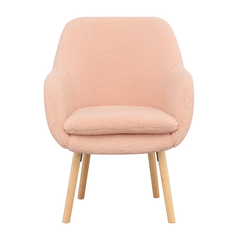 Home Square Charlotte Sherpa Furniture Accent Chair in Peach Cream - Set of 2