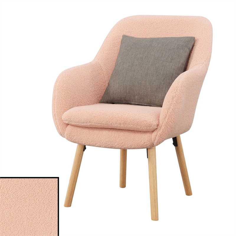 Home Square Charlotte Sherpa Furniture Accent Chair in Peach Cream - Set of 2