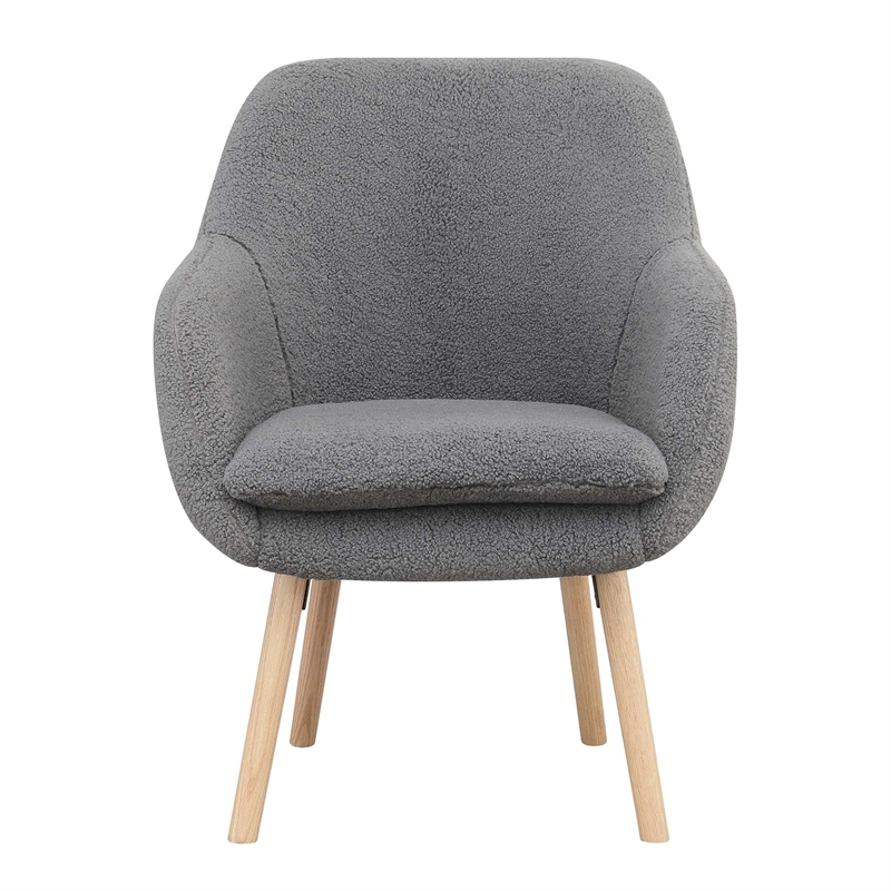 Home Square Charlotte Sherpa Furniture Accent Chair in Gray - Set of 2