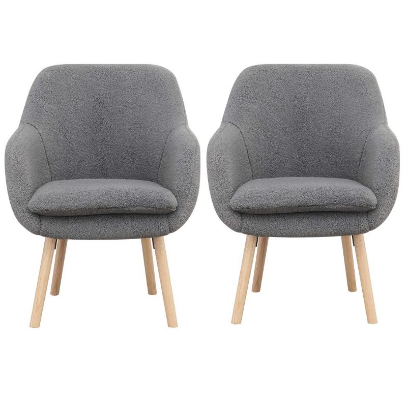 Home Square Charlotte Sherpa Furniture Accent Chair in Gray - Set of 2