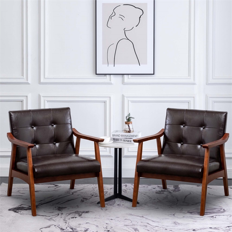 Home Square Natalie Furniture Accent Chair in Espresso - Set of 2
