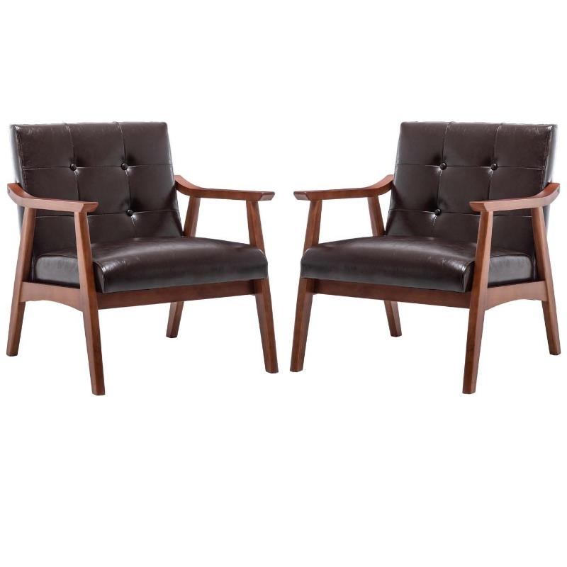 Home Square Natalie Furniture Accent Chair in Espresso - Set of 2