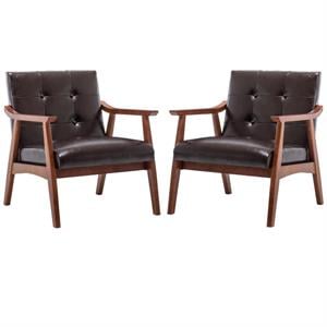 Home Square Natalie Furniture Accent Chair in Espresso - Set of 2