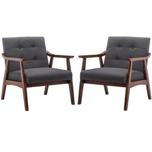Home Square Natalie Furniture Accent Chair in Gray - Set of 2