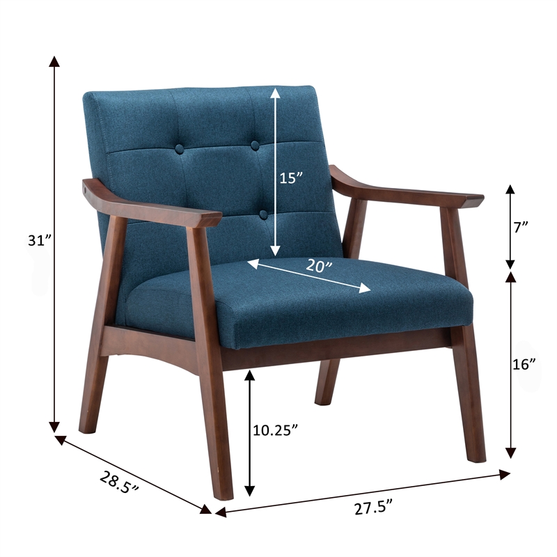 Home Square Natalie Furniture Accent Chair in Blue - Set of 2
