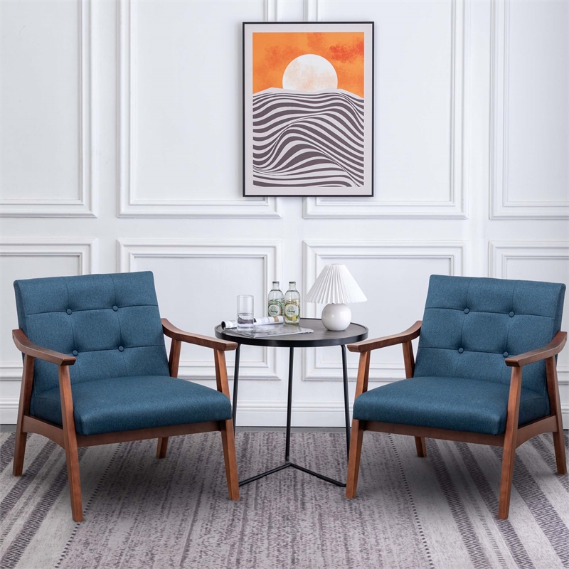 Home Square Natalie Furniture Accent Chair in Blue - Set of 2