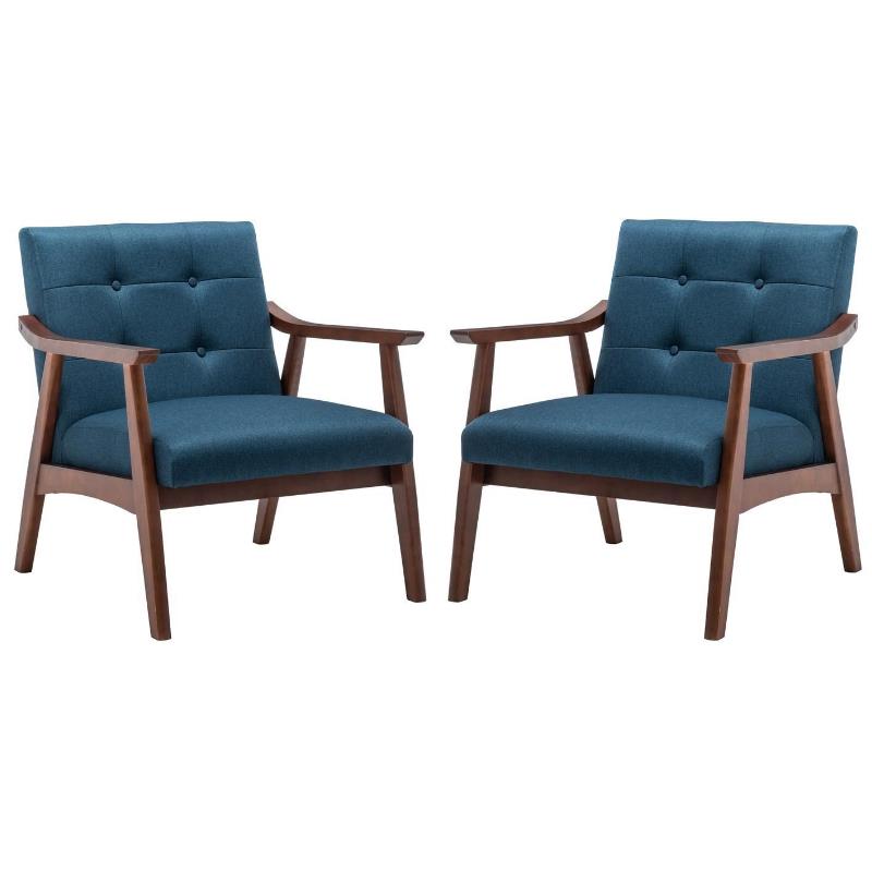 Home Square Natalie Furniture Accent Chair in Blue - Set of 2