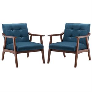 Home Square Natalie Furniture Accent Chair in Blue - Set of 2