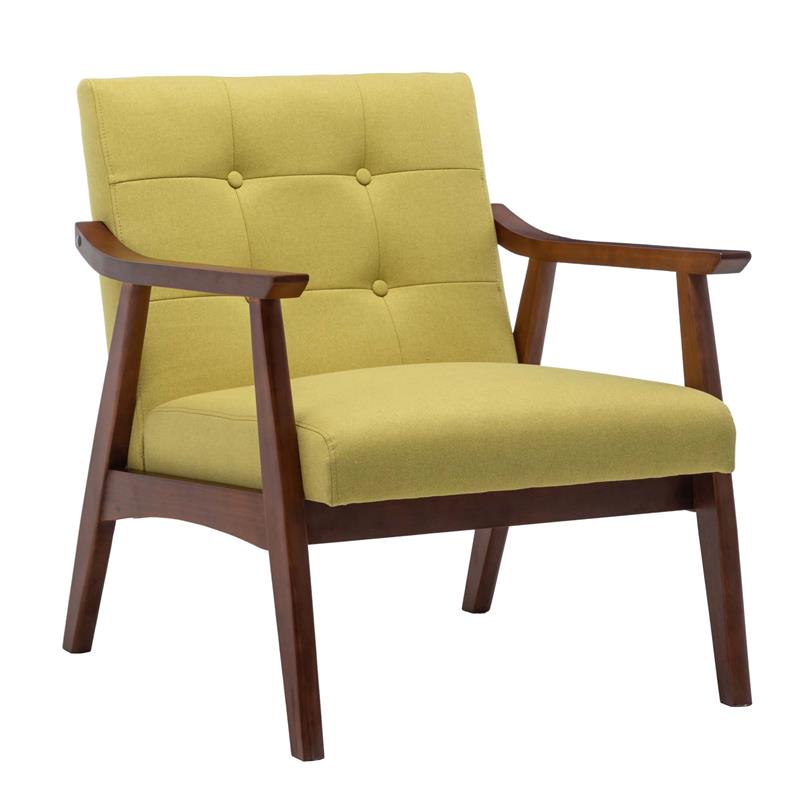 Home Square Natalie Furniture Accent Chair in Yellow - Set of 2