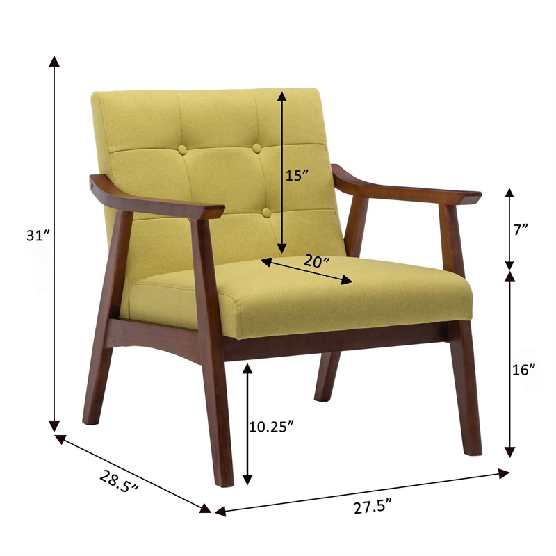 Home Square Natalie Furniture Accent Chair in Yellow - Set of 2