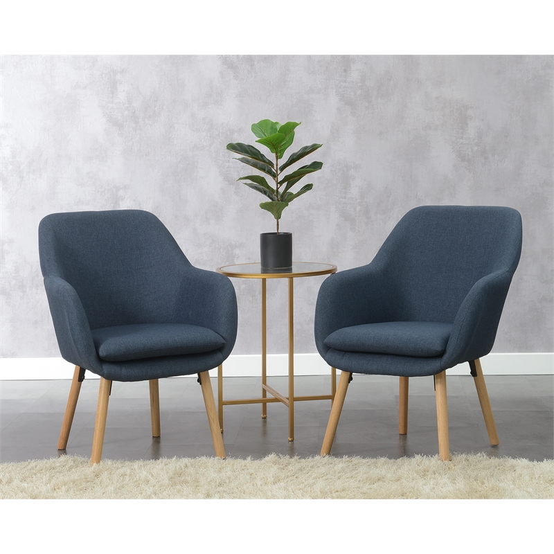 Home Square Charlotte Furniture Accent Chair in Blue - Set of 2