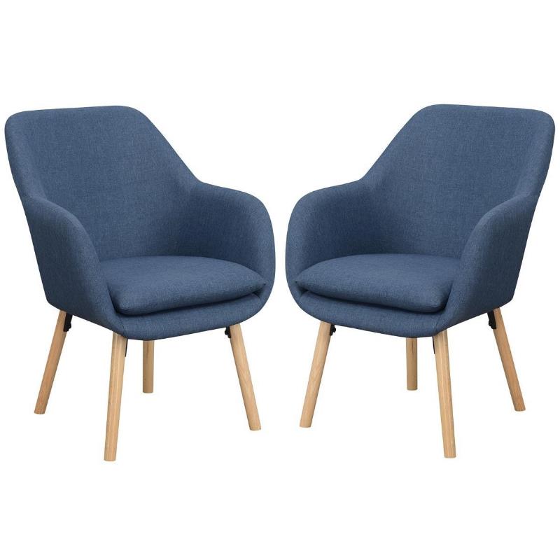 Home Square Charlotte Furniture Accent Chair in Blue - Set of 2