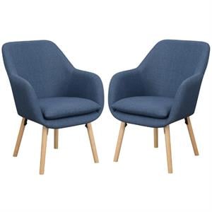 Home Square Charlotte Furniture Accent Chair in Blue - Set of 2