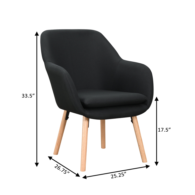 Home Square Charlotte Furniture Accent Chair in Black - Set of 2