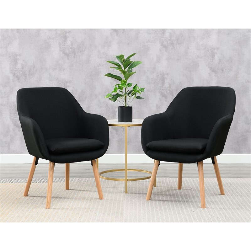 Home Square Charlotte Furniture Accent Chair in Black - Set of 2
