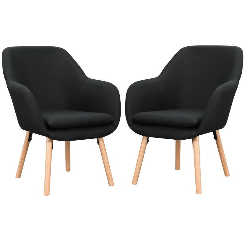 Home Square Charlotte Furniture Accent Chair in Black - Set of 2