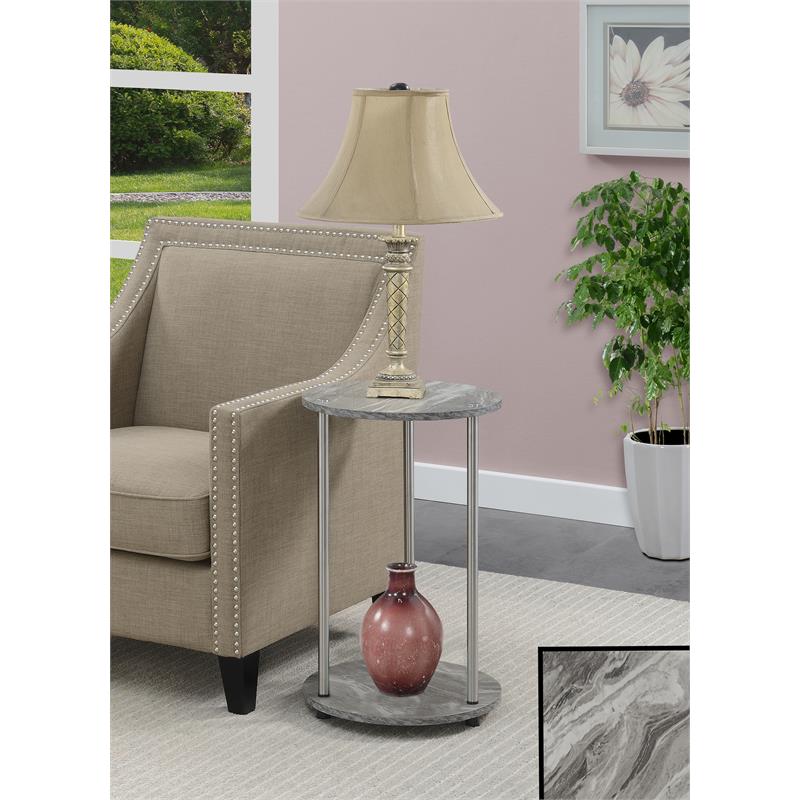 Home Square Two-Tier Round End Table in Gray Wood - Set of 2