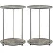 Home Square Two-Tier Round End Table in Gray Wood - Set of 2