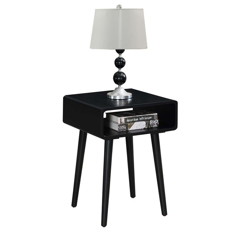 Home Square Napa End Table in Black Wood Finish - Set of 2