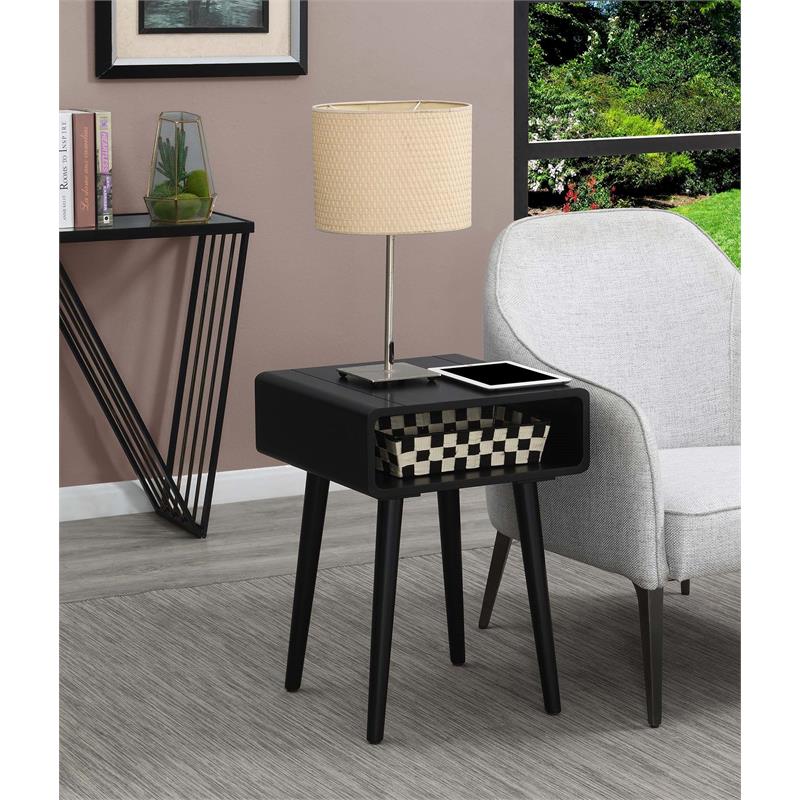 Home Square Napa End Table in Black Wood Finish - Set of 2