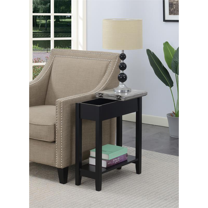 Home Square Furniture Top End Table in Black Wood Finish - Set of 2