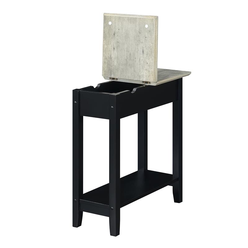 Home Square Furniture End Table with Charging Station in Black - Set of 2