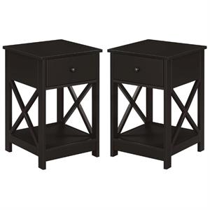 Home Square Furniture One-Drawer End Table in Espresso Wood Finish - Set of 2